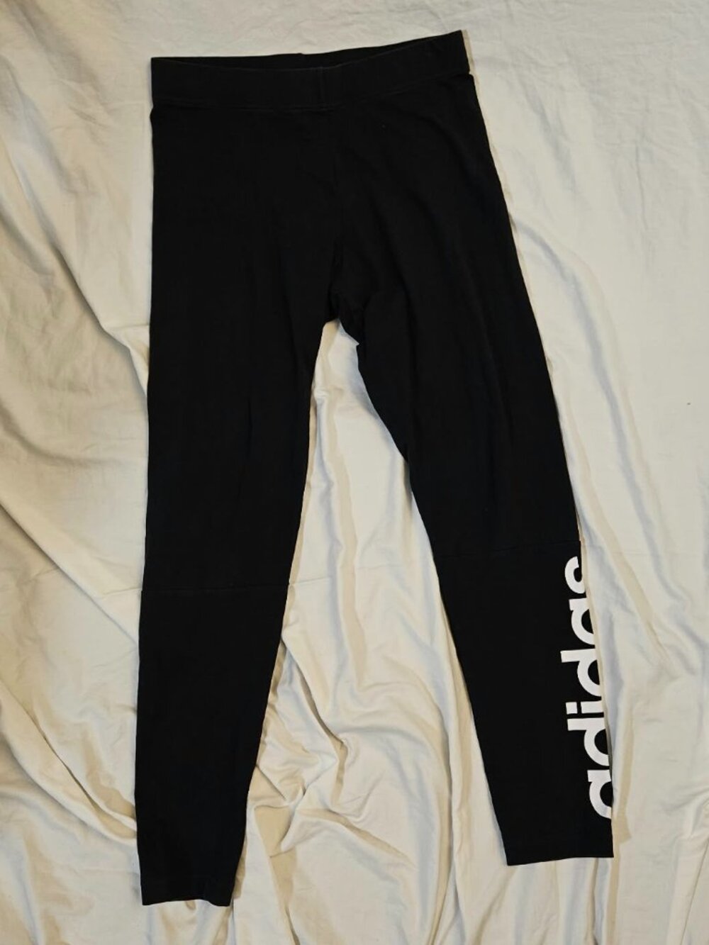 Adidas Women's Black Linear Logo Graphic Leggings Activewear Pants Medium